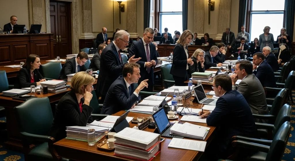 Pl r 8 bilhões em discussão na sala de negociações do Congresso cheio de deputados e senadores