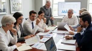 Imagem de reunião corporativa focada na aprovação de contas e distribuição de lucros