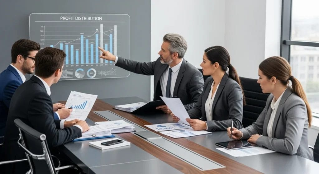 Imagem de sociedades advogados navegando insegurança, analisando documentos e gráficos em escritório corporativo.