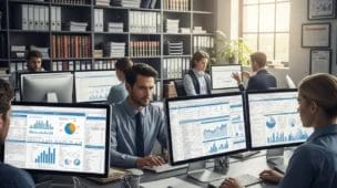 Profissionais de contabilidade analisando gráficos em uma reforma tributária com foco na adeus receita bruta guia