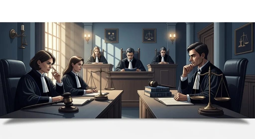 Fim da Pejotização na Justiça do Trabalho? TRT-15 Alinha-se ao STF e Redefine Onde Disputar Seu Vínculo Empregatício – Saiba Tudo! 1 Imagem de tribunal com juízes e advogados em decisão judicial, simbolizando o tema 'trt 15 decide que' sobre direito trabalhista